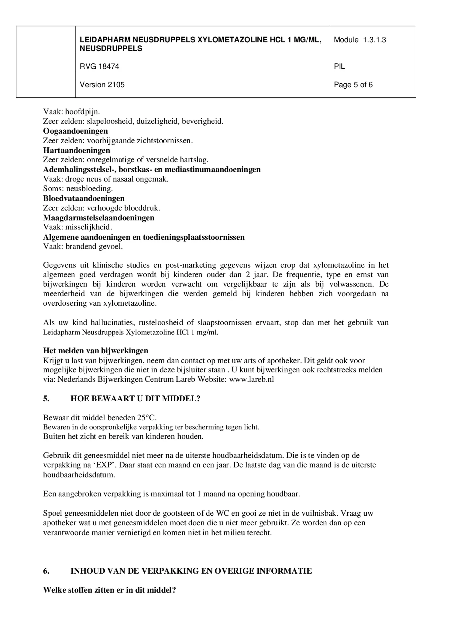 Neusdruppels Xylometazoline HCl 1 mg/ml afbeelding van document #5, bijsluiter