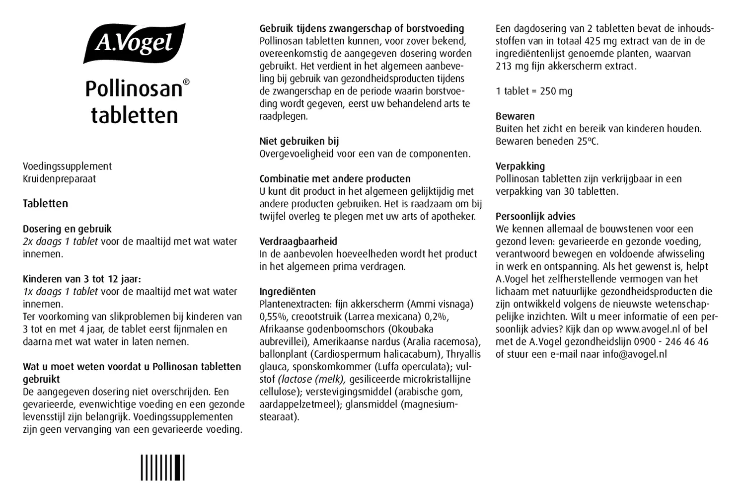 Pollinosan® Tabletten afbeelding van document #1, gebruiksaanwijzing