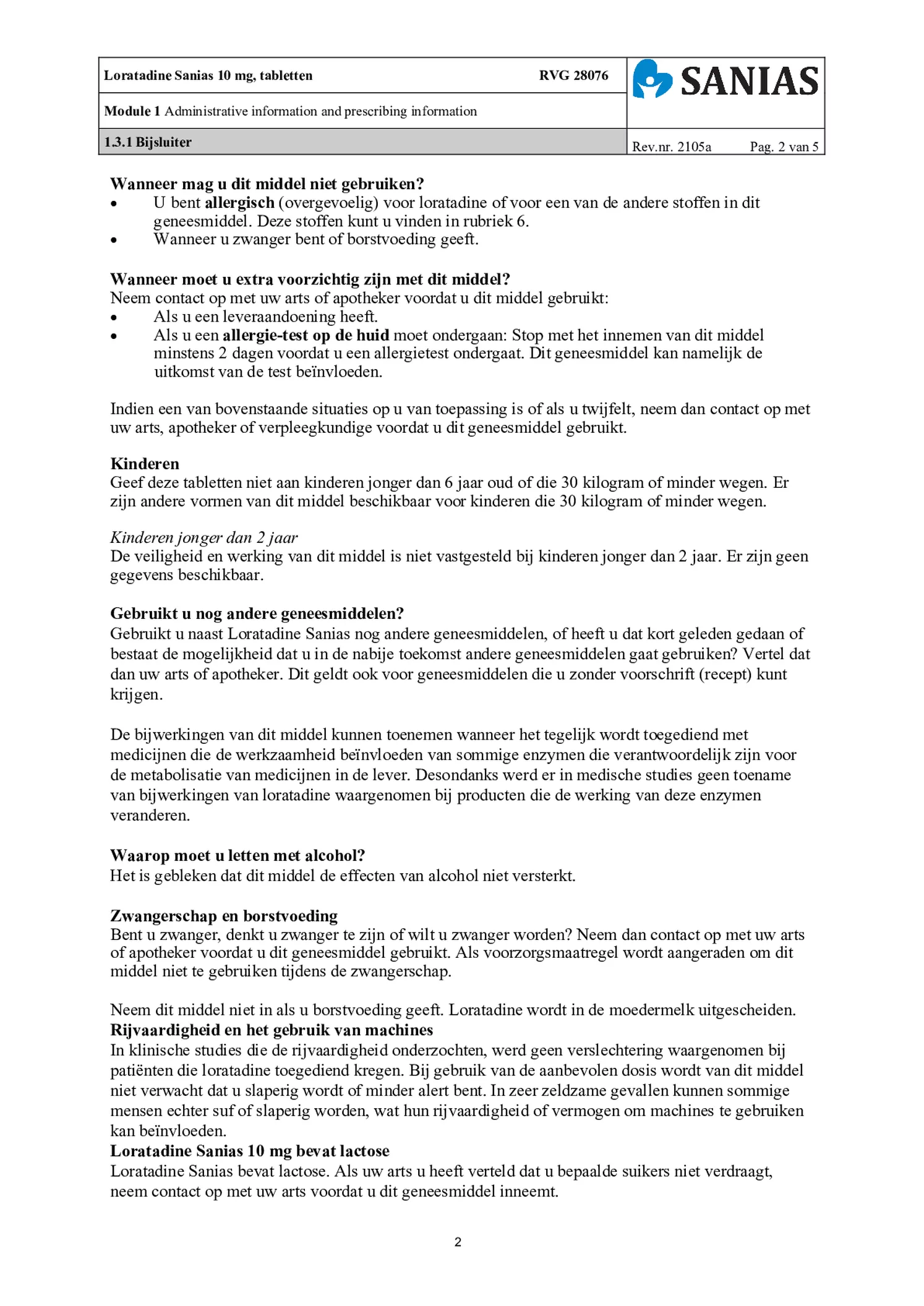 Loratadine 10mg Tabletten afbeelding van document #2, bijsluiter