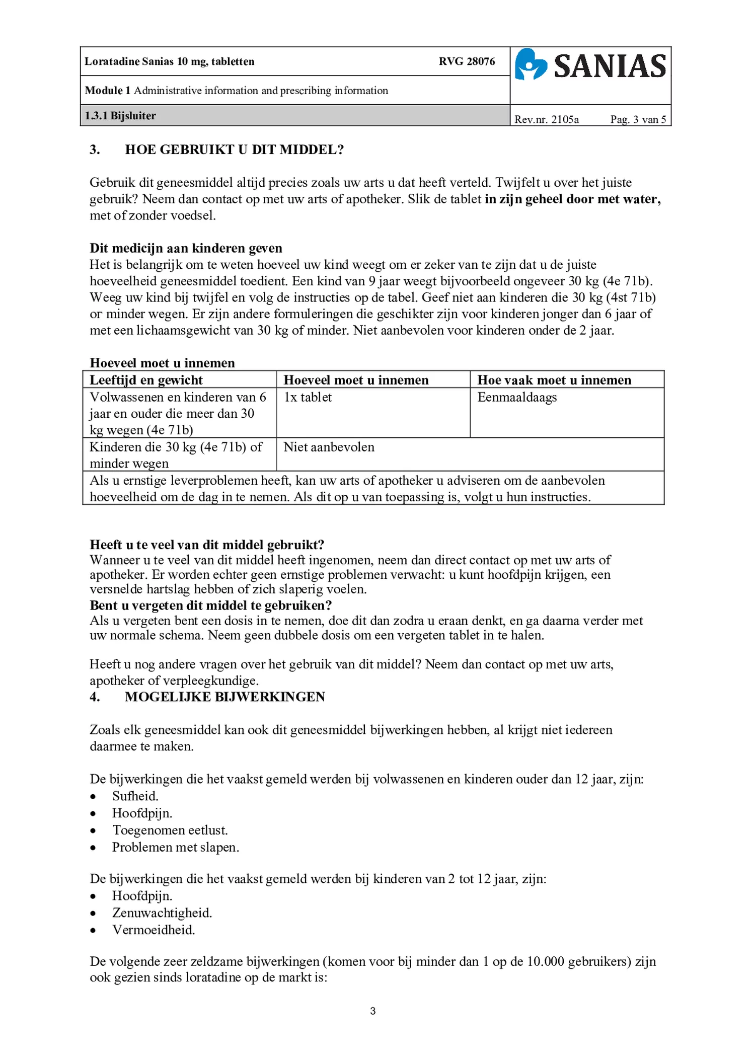 Loratadine 10mg Tabletten afbeelding van document #3, bijsluiter