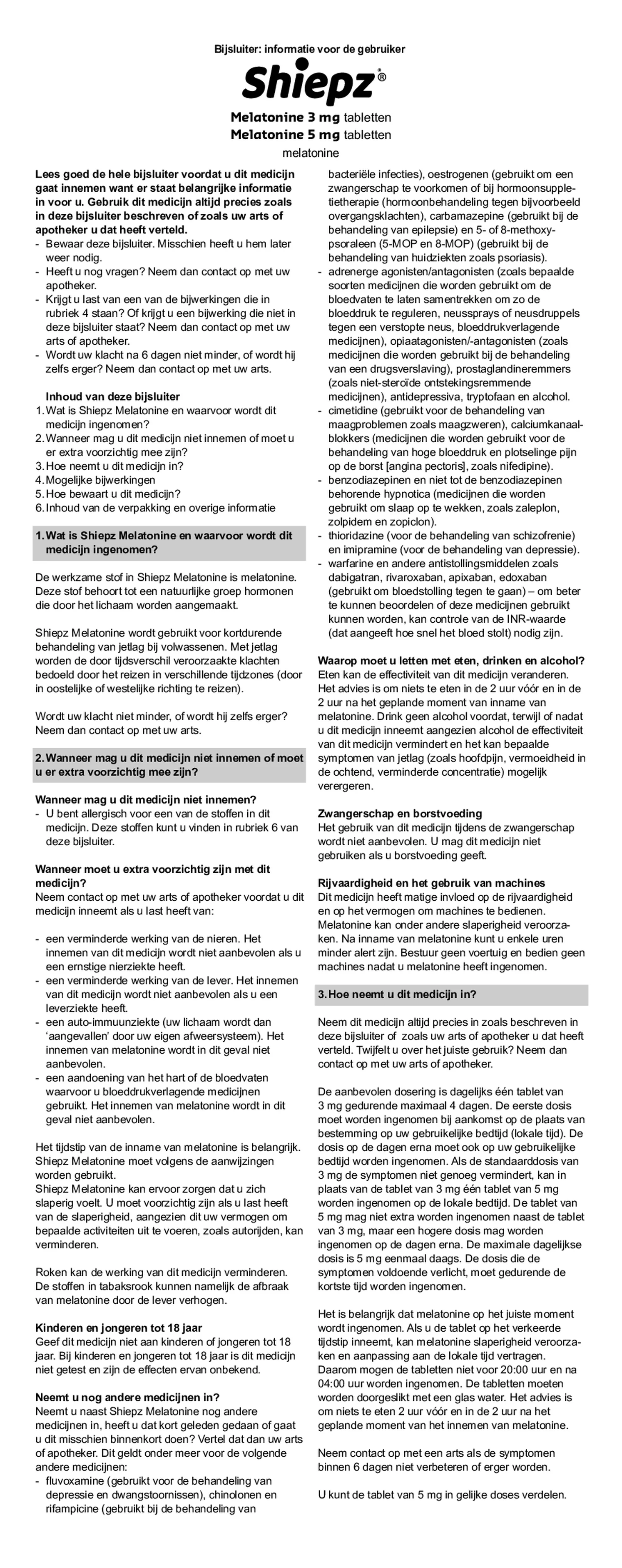 Melatonine 3 mg Tabletten afbeelding van document #1, bijsluiter