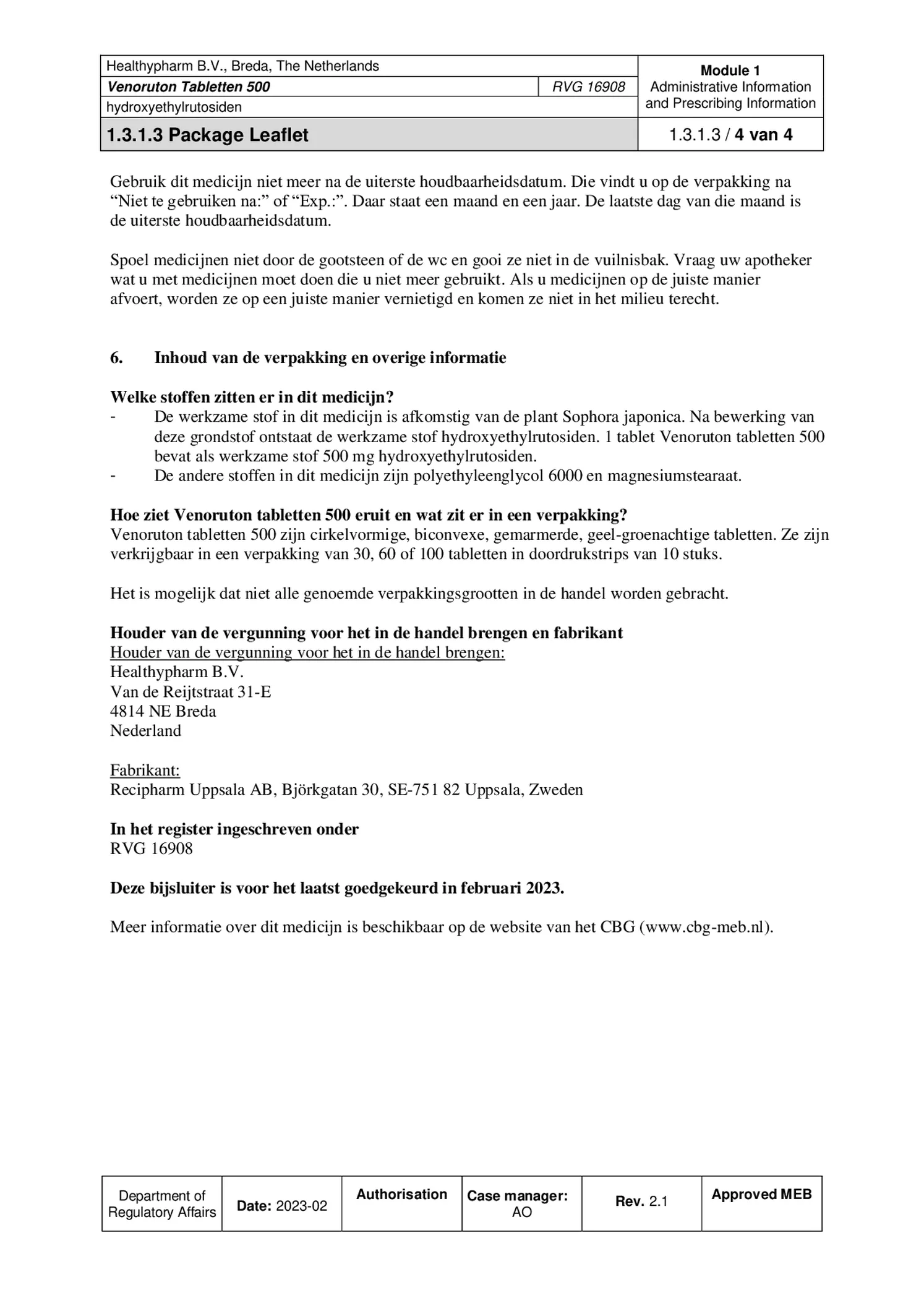 500mg Tabletten afbeelding van document #4, bijsluiter