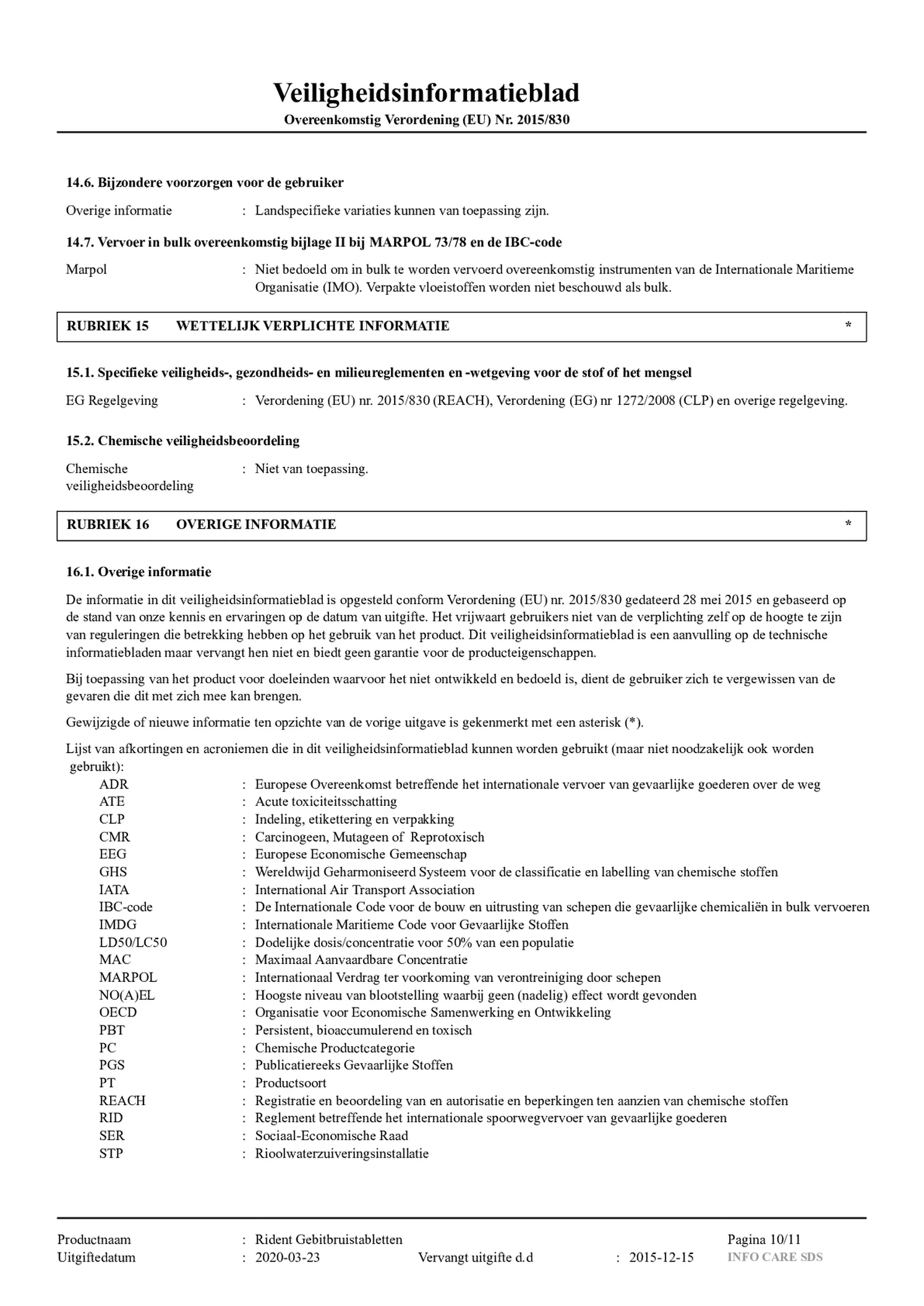 Gebitsbruistabletten Regular afbeelding van document #10, gebruiksaanwijzing