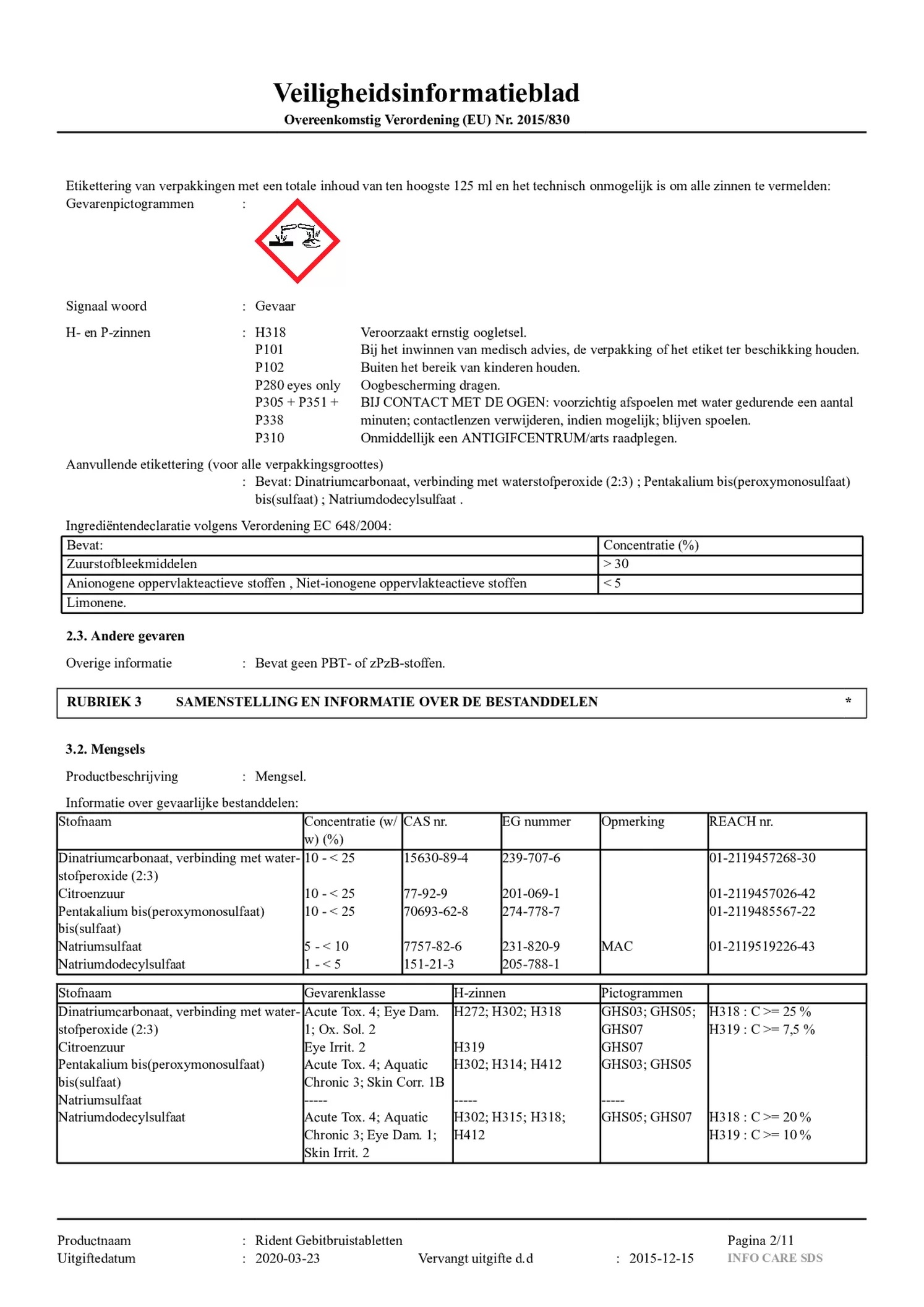 Gebitsbruistabletten Regular afbeelding van document #2, gebruiksaanwijzing