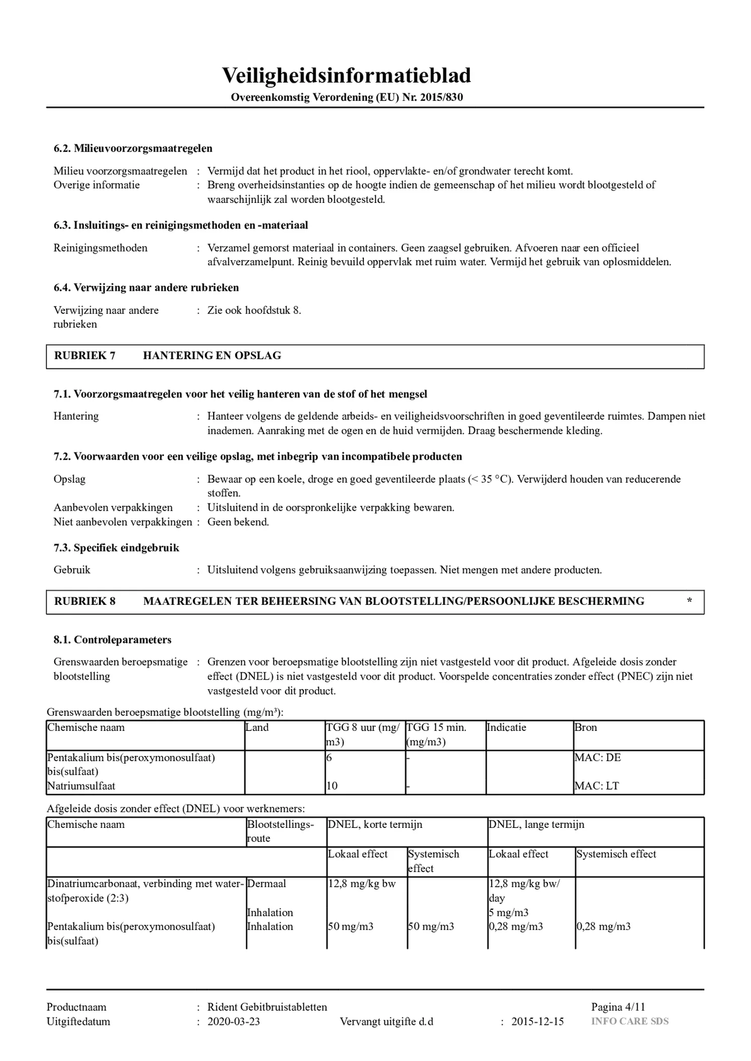 Gebitsbruistabletten Regular afbeelding van document #4, gebruiksaanwijzing