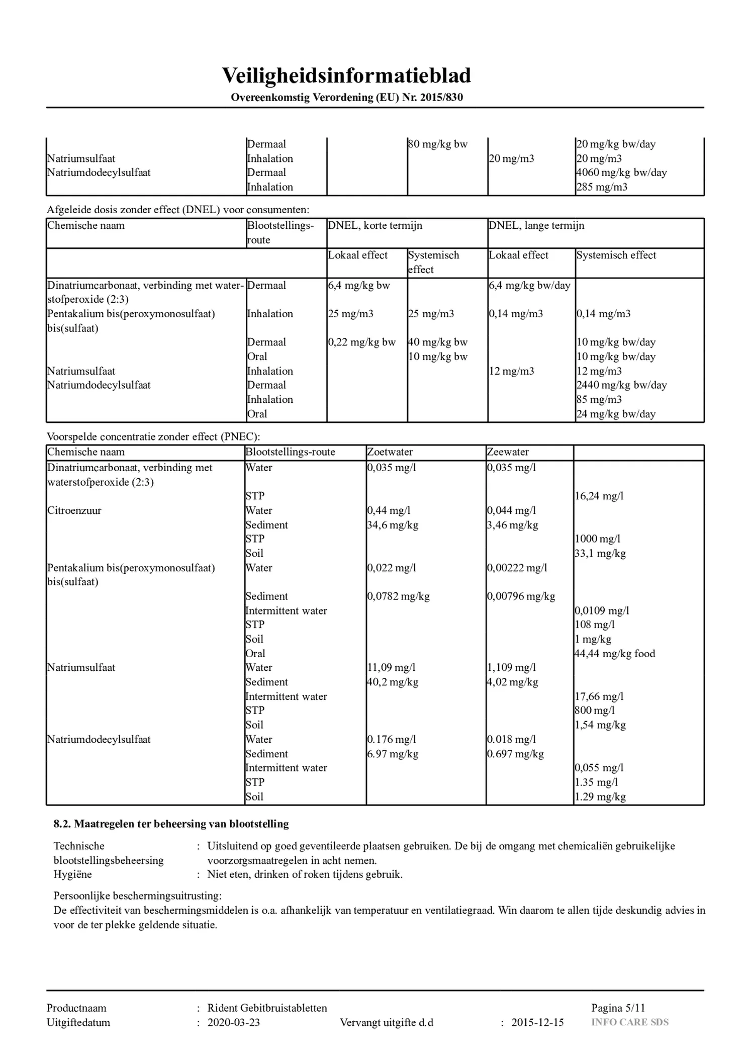 Gebitsbruistabletten Regular afbeelding van document #5, gebruiksaanwijzing