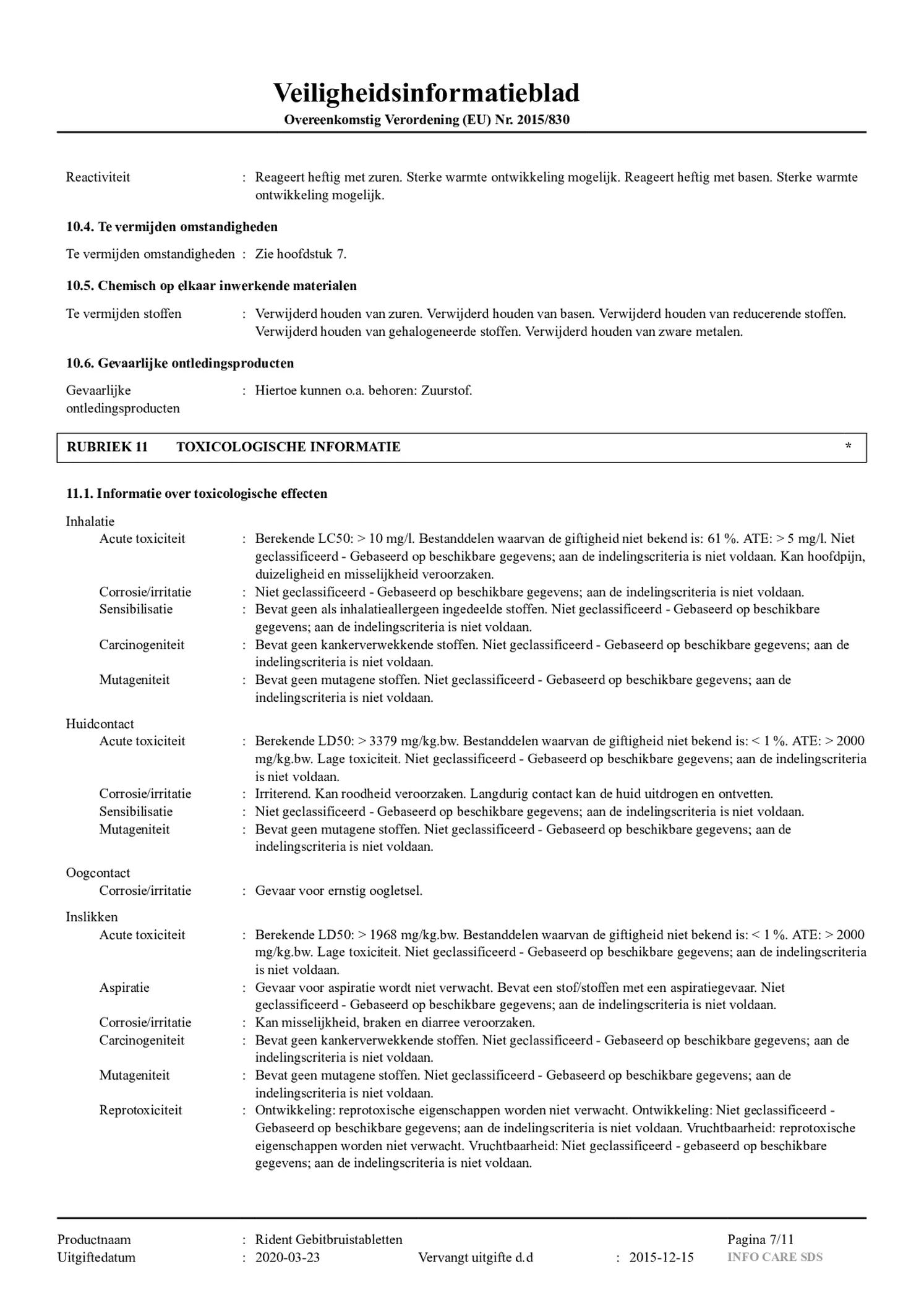 Gebitsbruistabletten Regular afbeelding van document #7, gebruiksaanwijzing