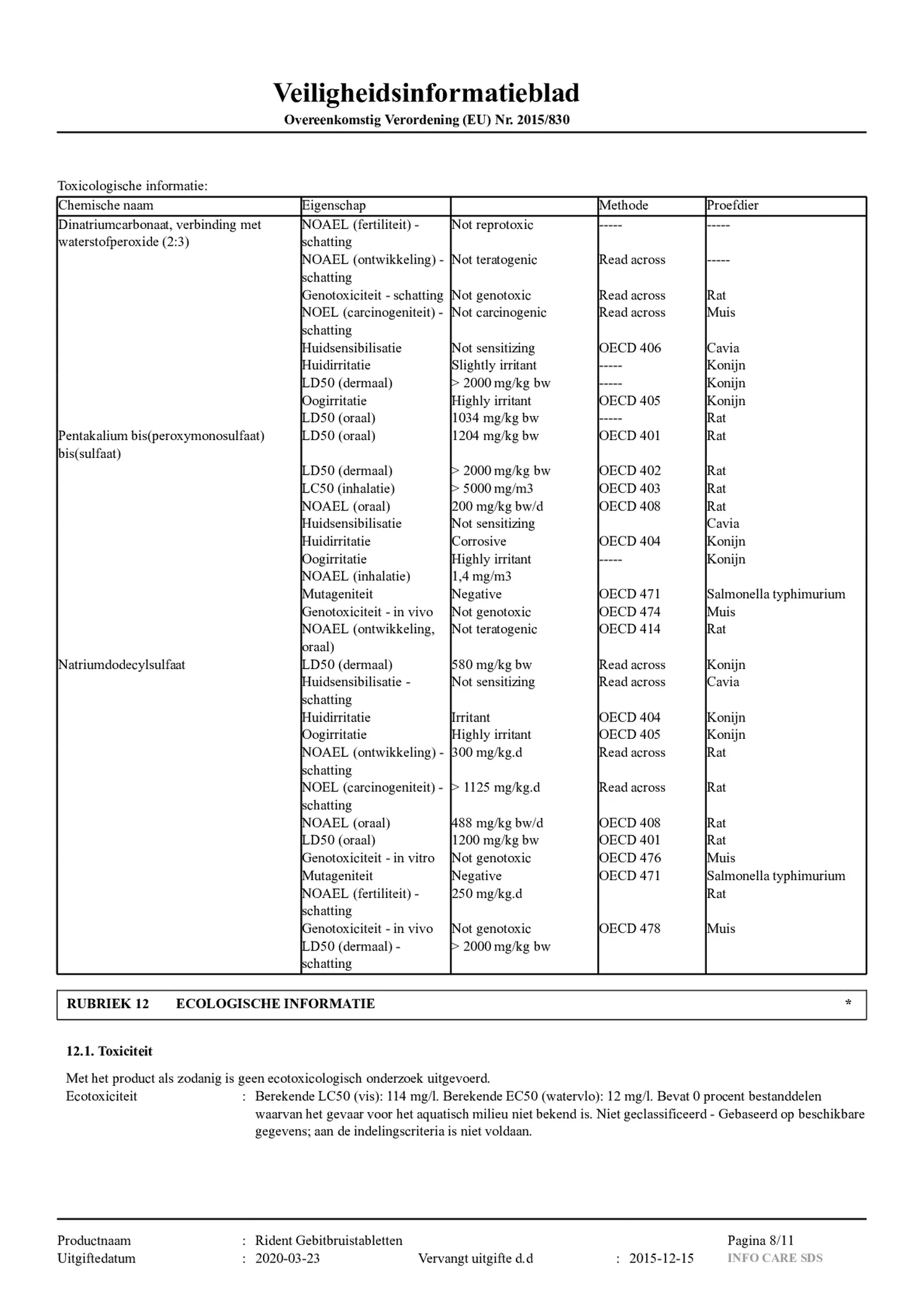 Gebitsbruistabletten Regular afbeelding van document #8, gebruiksaanwijzing