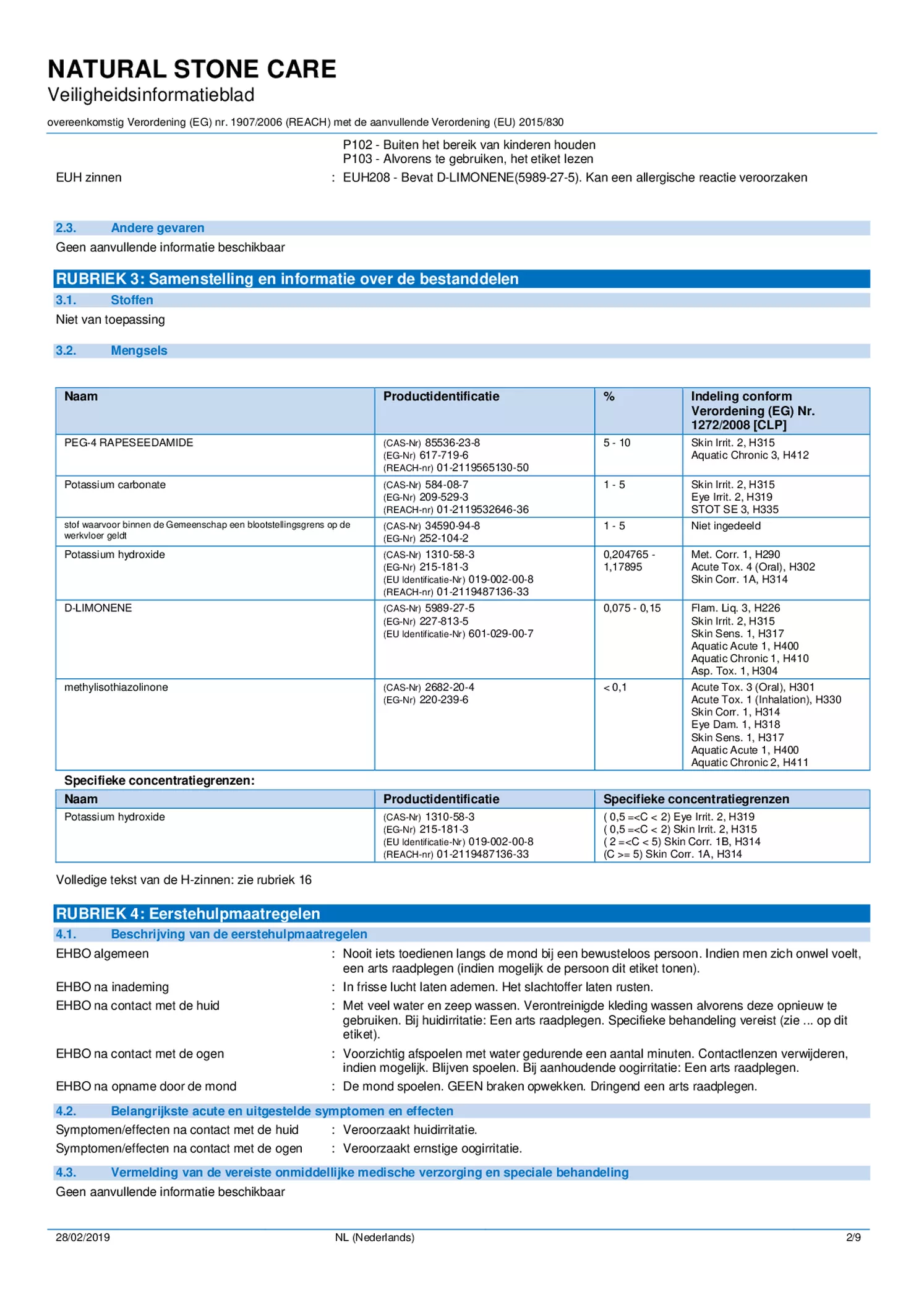 Natural Stone Care Natuursteen Reiniger afbeelding van document #2, informatiefolder