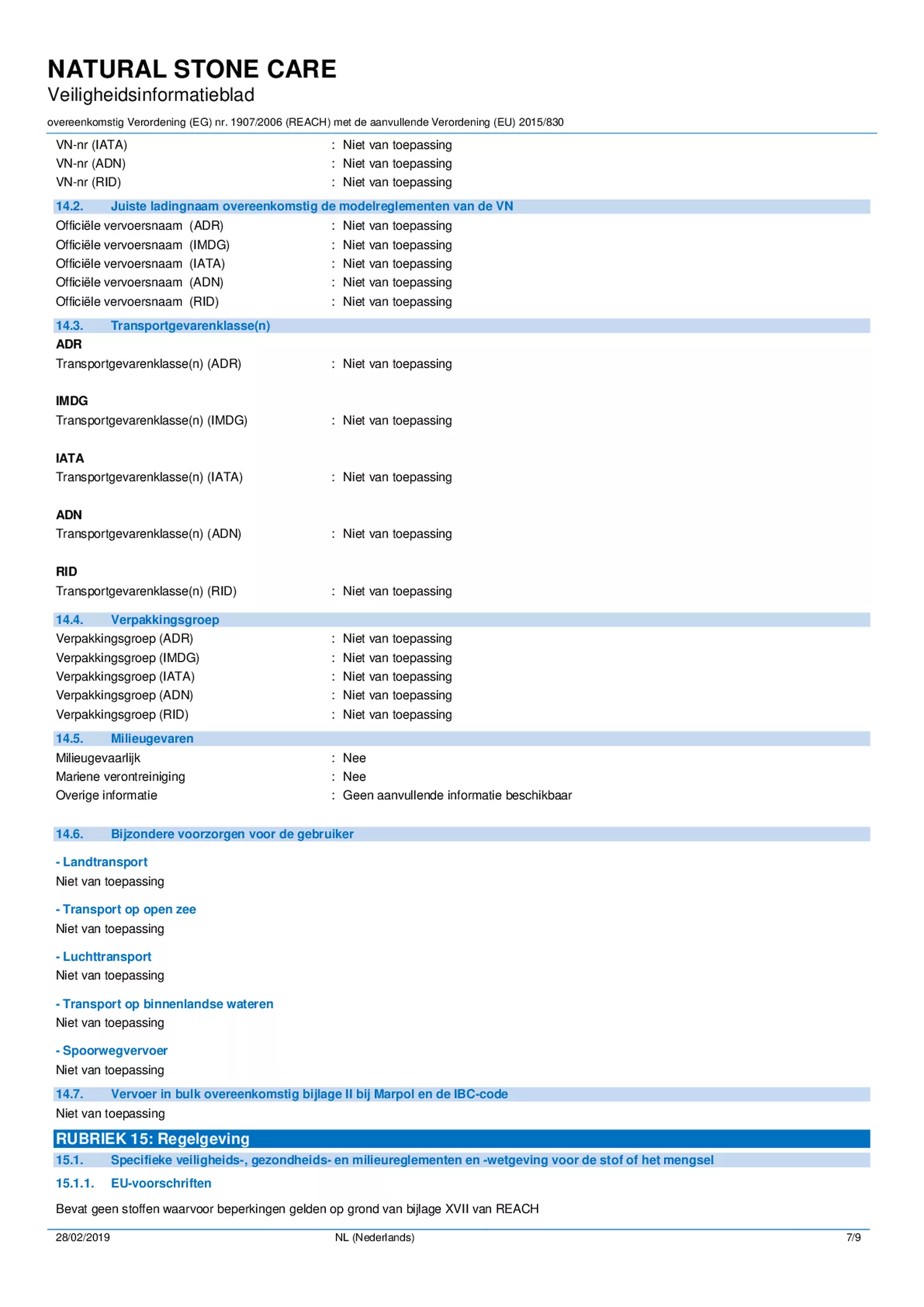 Natural Stone Care Natuursteen Reiniger afbeelding van document #7, informatiefolder