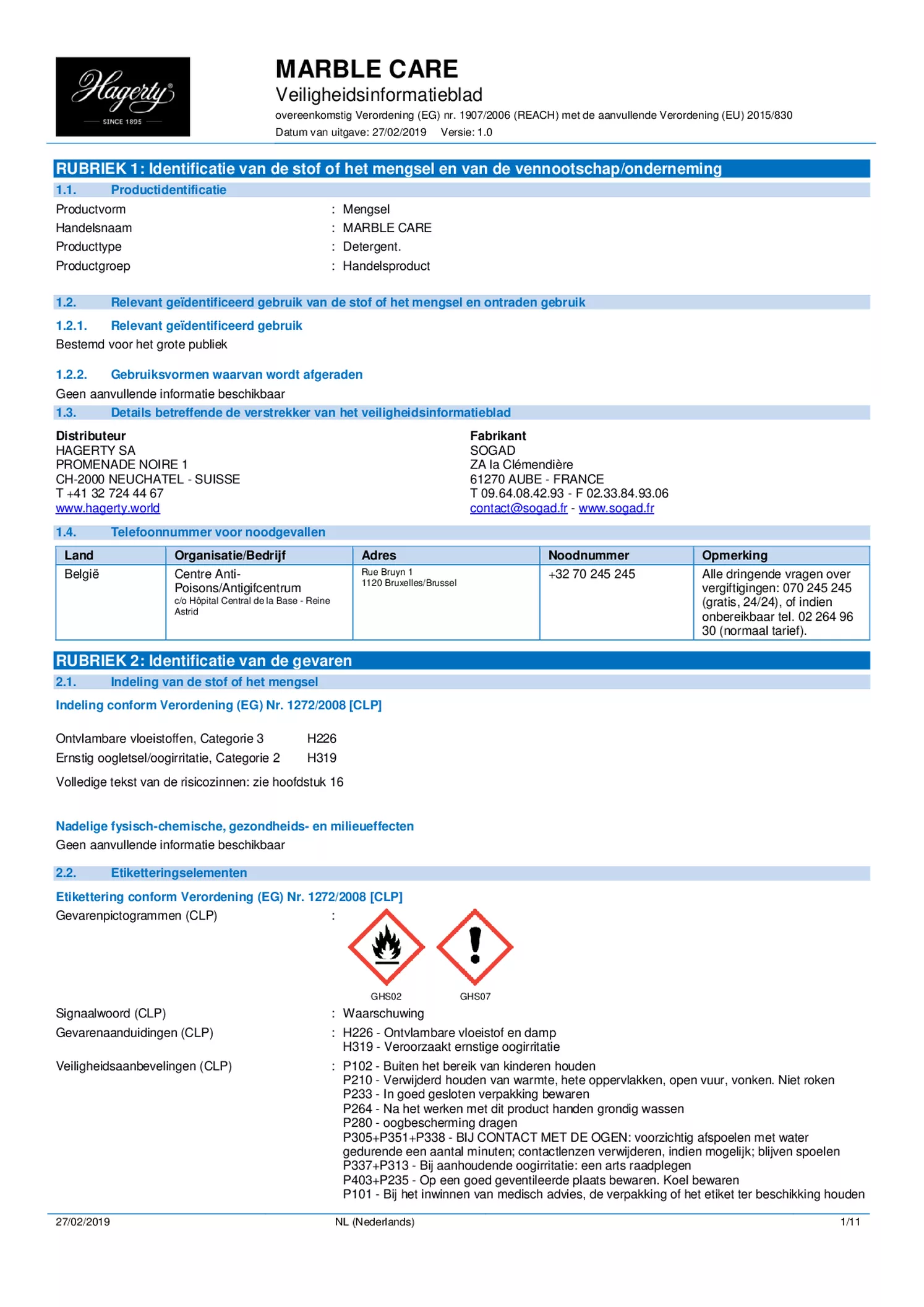 Marble Care Marmer Reiniger afbeelding van document #1, informatiefolder