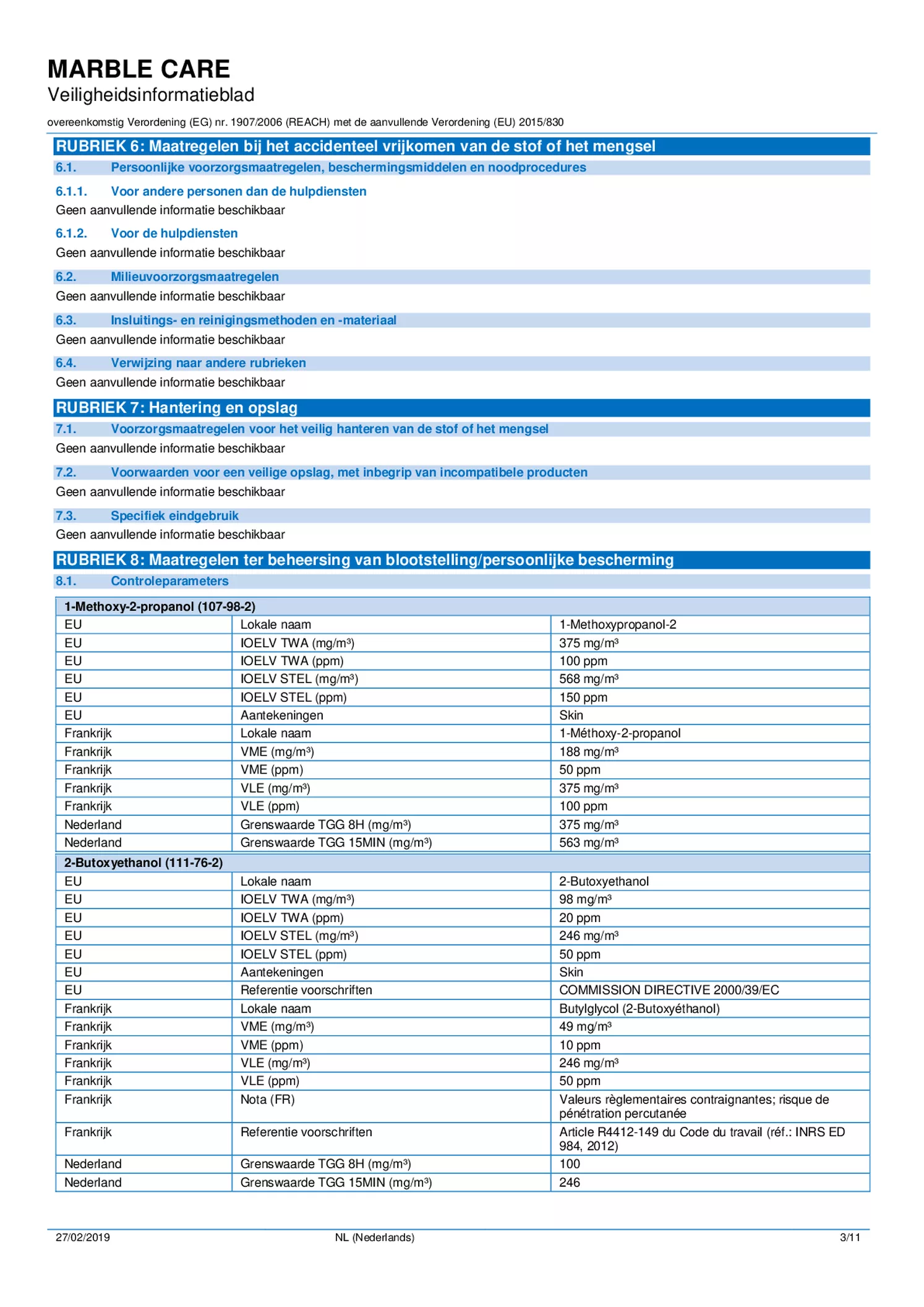 Marble Care Marmer Reiniger afbeelding van document #3, informatiefolder