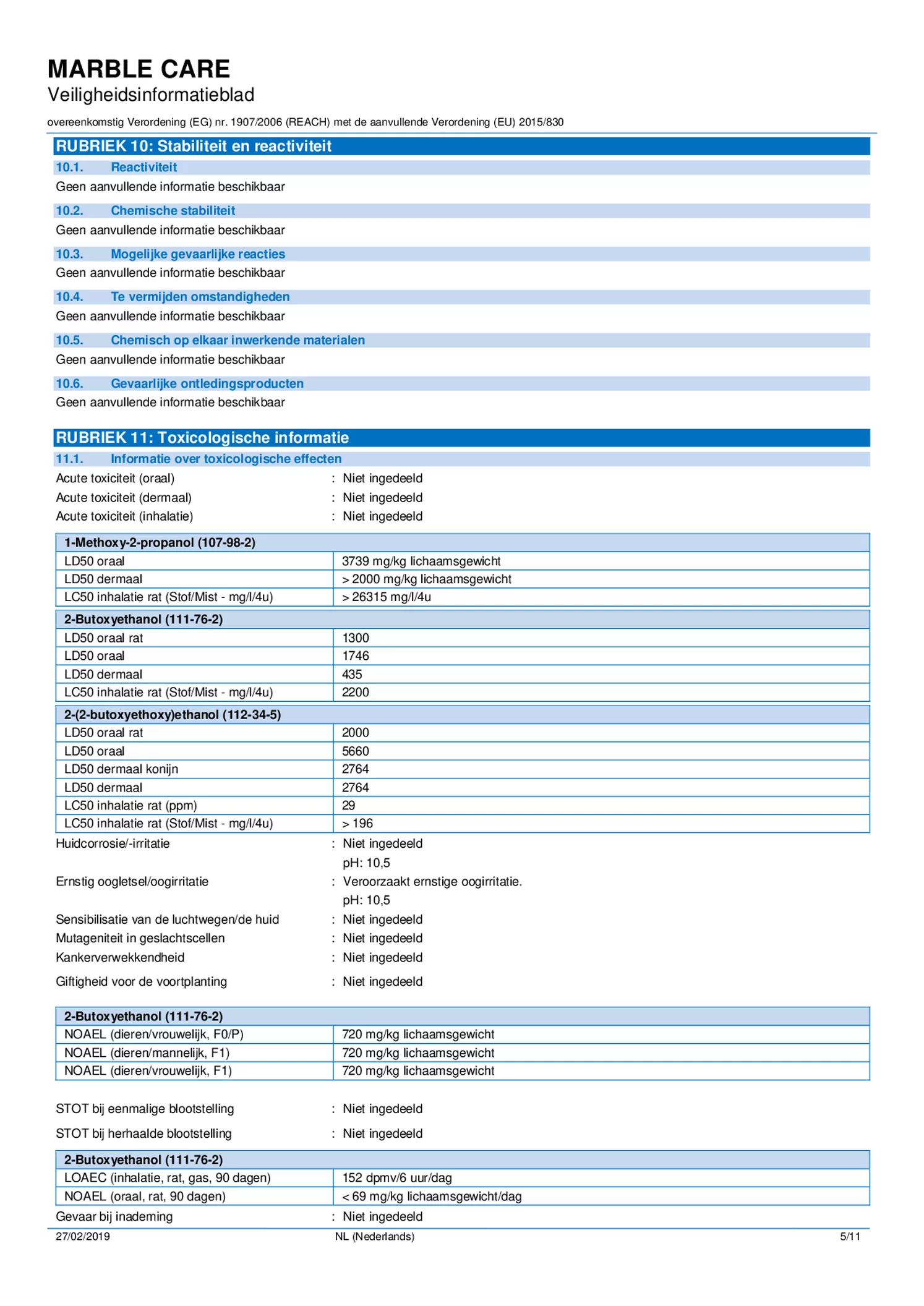 Marble Care Marmer Reiniger afbeelding van document #5, informatiefolder