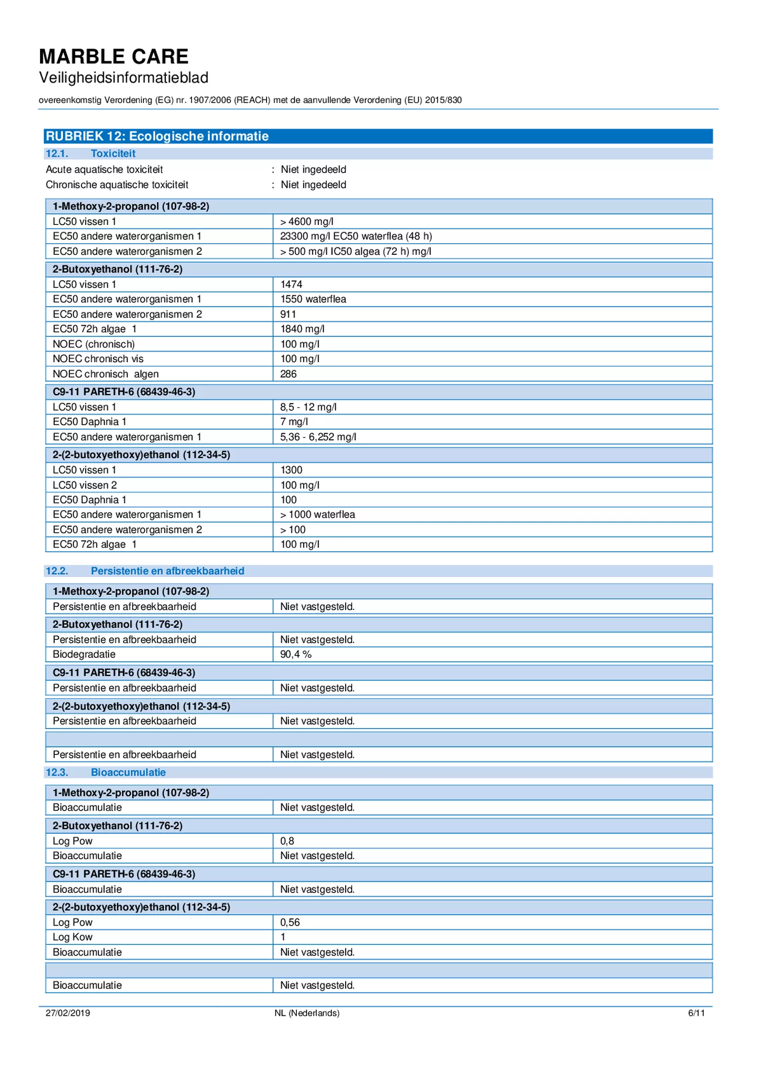 Marble Care Marmer Reiniger afbeelding van document #6, informatiefolder