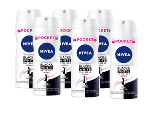 Nivea Black & White Invisible Original Deodorant Spray Pocket Voordeelverpakking 6x100ML 