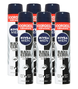 Nivea Men Black & White Invisible Deodorant Spray XL Voordeelverpakking 6x200ML 