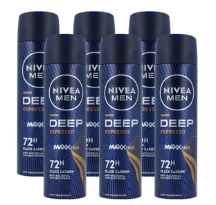 Nivea Men Deep Espresso Anti-Transpirant Spray Voordeelverpakking 6x150ML 