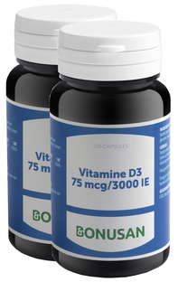 Bonusan Vitamine D3 75mcg 3000IE Capsules Duoverpakking 2x120CP 