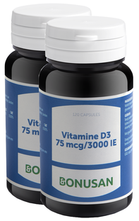 Bonusan Vitamine D3 75mcg 3000IE Capsules Duoverpakking 2x120CP