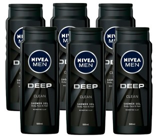 Nivea Men Deep Clean Shower Gel Voordeelverpakking 6x500ML 