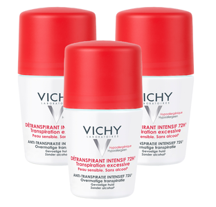 Vichy Deodorant Overmatige Transpiratie Roller 72h - Multiverpakking 3x50ML 