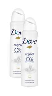 Dove Original 0% Deodorant Spray Duo 2x150ML 