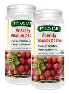 Fytostar Vitamine C-1000 Acerola Kauwtabletten - Duoverpakking 2x60TB 