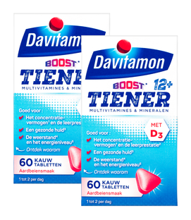 Davitamon Multi Boost 12+ Kauwtabletten Aardbei 2x60KTB 