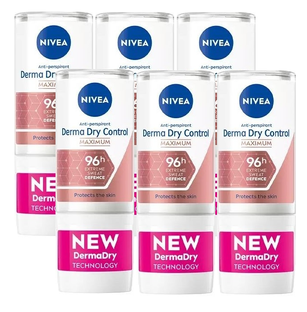 Nivea Derma Dry Control Deoroller Voordeelverpakking 6x50ML 