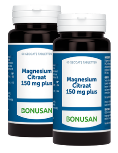 Bonusan Magnesiumcitraat 150mg Plus Tabletten Duoverpakking 2x60TB 