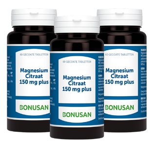 Bonusan Magnesiumcitraat 150mg Plus Tabletten Multiverpakking 3x60TB 