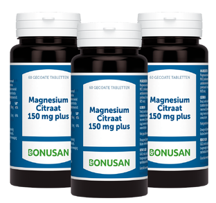 Bonusan Magnesiumcitraat 150mg Plus Tabletten Multiverpakking 3x60TB