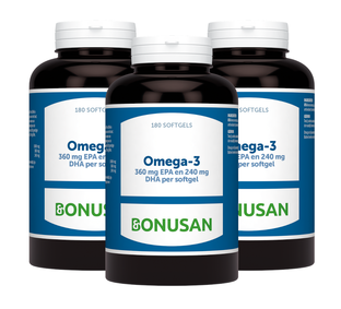 Bonusan Omega-3 360mg EPA 240mg DHA Softgels Multiverpakking 3x180SG 