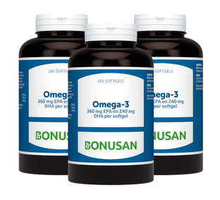 Bonusan Omega-3 360mg EPA 240mg DHA Softgels Multiverpakking 3x180SG