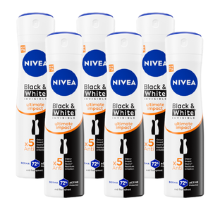 Nivea Black & White Invisible Ultimate Impact Deodorant Spray Multiverpakking 6x150ML 