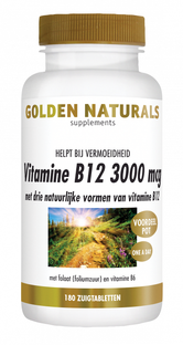 Golden Naturals B12 3000mcg Zuigtabletten 180ZTB 