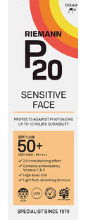 Riemann P20 Zonnebrand Sensitive Face SPF50+ 50GR 