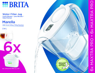 Brita Marella Waterfilterkan Wit + 6 Maxtra Filterpatronen 2,4LT 