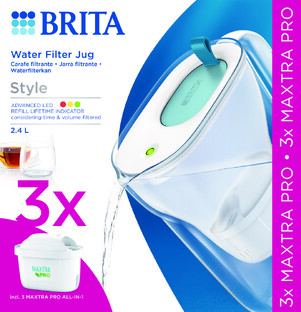 Brita Style Waterfilterkan Blauw + 3 Maxtra Filterpatronen 2,4LT 