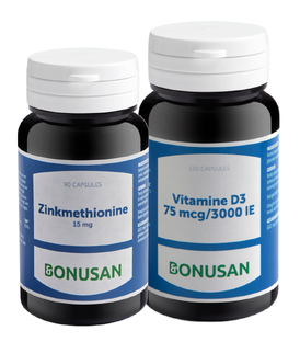 Bonusan Zinkmethionine 15mg + Vitamine D3 75mcg 3000IE - Combiset 2 Stuks 