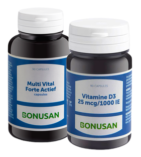 Bonusan Multi Vital Forte Actief + Vitamine D3 25mcg/1000 IE - Combiset 2 Stuks 