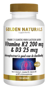 Golden Naturals Vitamine K2 & D3 Capsules 120CP 