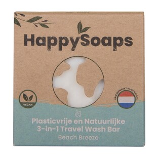 HappySoaps 3-In-1 Travel Wash Bar – Beach Breeze 40GR 