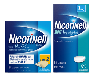 Nicotinell Combineer Pleister 14 mg (7st) en Zuigtablet Mint 1 mg (96st) - 2 Stuks 