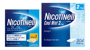 Nicotinell Combineer Pleister 21 mg (7st) en Kauwgom Cool Mint 2 mg (204st) - 2 Stuks 