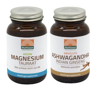 Mattisson HealthStyle - Vegan Magnesium Tauraat Capsules en Ashwagandha Tabletten - 2 Stuks 