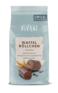 Vivani Wafer Rolls Melkchocolade 125GR 