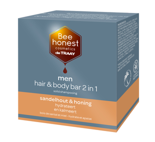 Bee Honest Men Hair & Body Bar 2-in-1 Sandelhout & Honing 80GR 