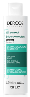 Vichy Dercos Oil Correct Dermatological Shampoo Oily Scalp & Hair 200ML