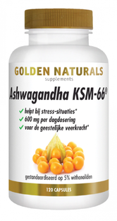 Golden Naturals Ashwagandha KSM-66 Capsules 120VCP 